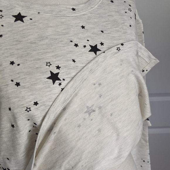 Monrow Pullover Lounge Top Star Print 3/4 Sleeve Round Neck Grey Black L NWT - Picture 11 of 14